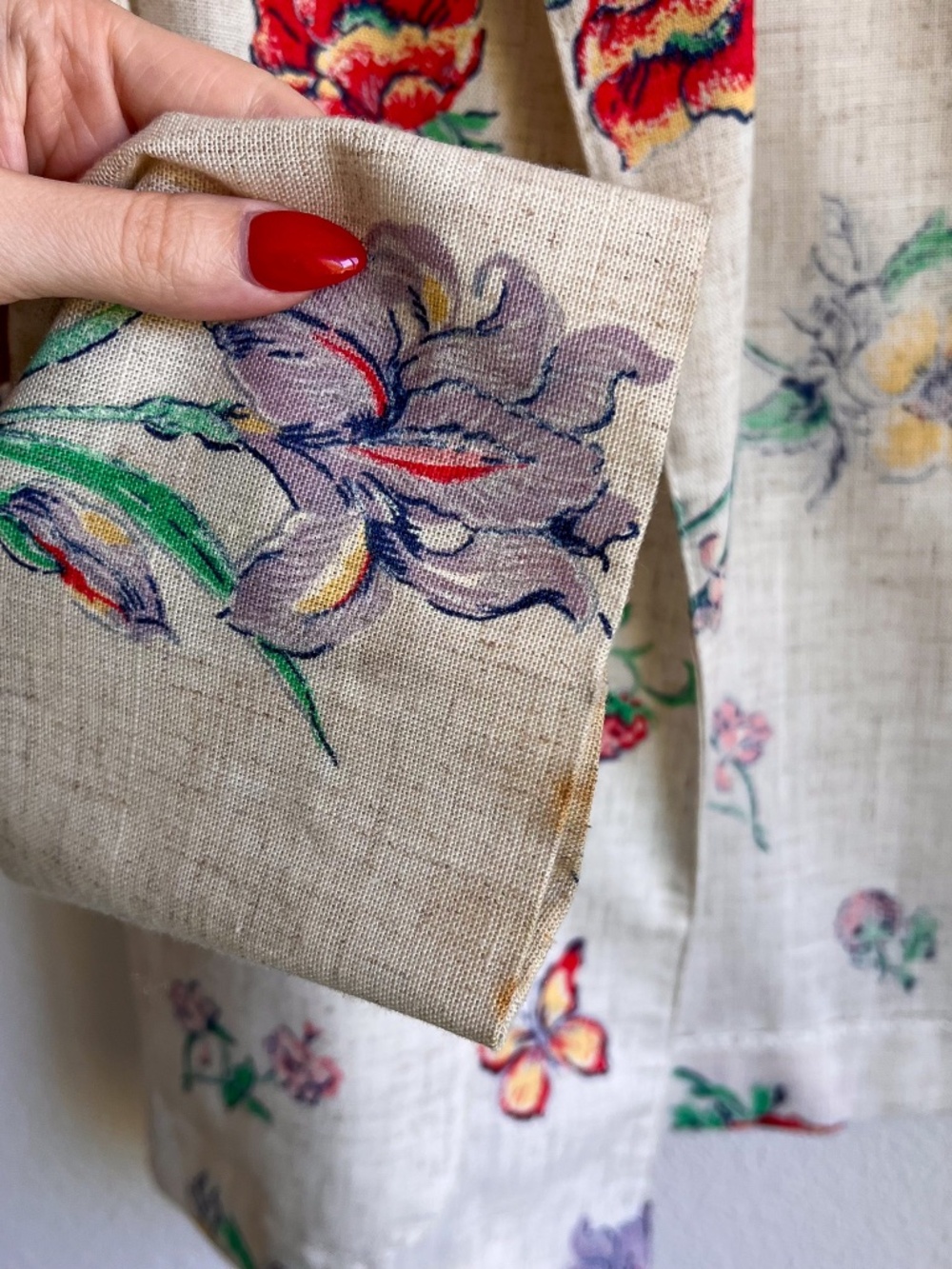 Vintage 1970s Cream Blazer With Summer Florals (M/L) - Picture 8 of 14